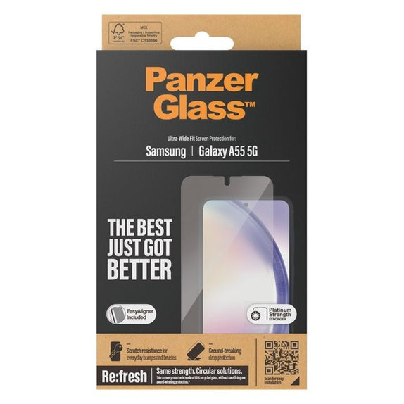 PanzerGlass - Kaljeno Staklo Re:fresh UWF s aplikatorom za Samsung Galaxy A55 5G, crno