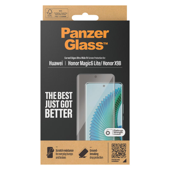 Kaljeno staklo UWF za Honor Magic6 Lite, Crna, PanzerGlass