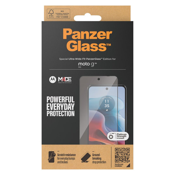 Kaljeno staklo UWF za Motorola Moto G34, Crna, PanzerGlass