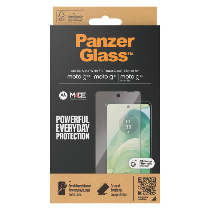 Kaljeno staklo UWF za Motorola Moto G04/E14/G24 Power, Crna, PanzerGlass