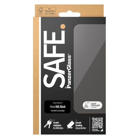 Kaljeno staklo UWF za Honor Magic6 Lite, Crna, SAFE by PanzerGlass