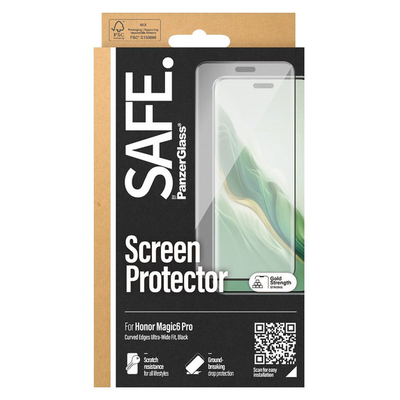 Kaljeno staklo UWF za Honor Magic6 Pro, Crna, SAFE by PanzerGlass