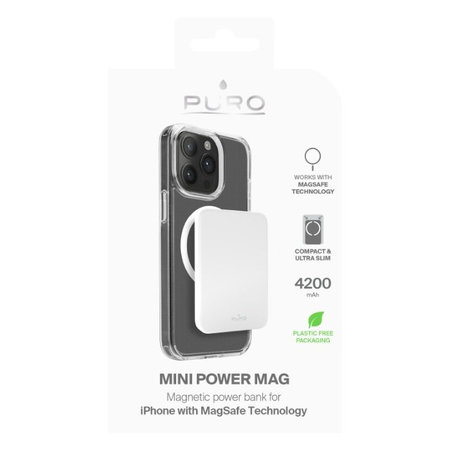 PURO - MagSafe PowerBank 4200 mAh 5W, USB-C, bijela