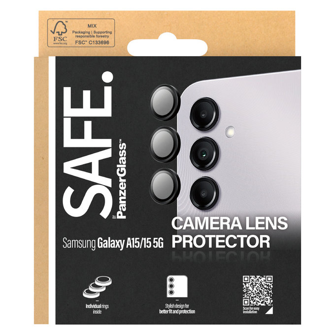 Zaštita objektiva kamere za Samsung Galaxy A15/A15 5G, Crna, SAFE by PanzerGlass