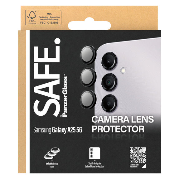 Zaštita objektiva kamere za Samsung Galaxy A25 5G, Crna, SAFE by PanzerGlass