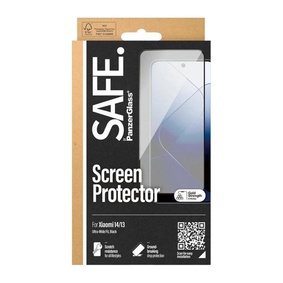 Kaljeno staklo UWF za Xiaomi 14/13, Crna, SAFE by PanzerGlass