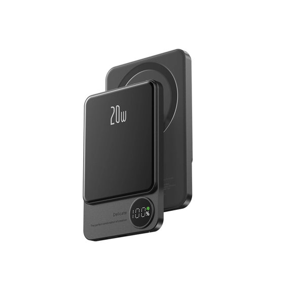 FixPremium - MagSafe PowerBank s LCD 5000mAh, crno