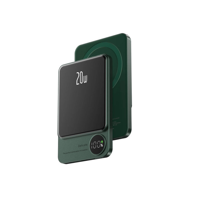 FixPremium - MagSafe PowerBank s LCD 5000mAh, zeleni