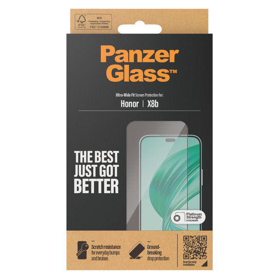Kaljeno staklo UWF za Honor 90 Smart, Crna, PanzerGlass