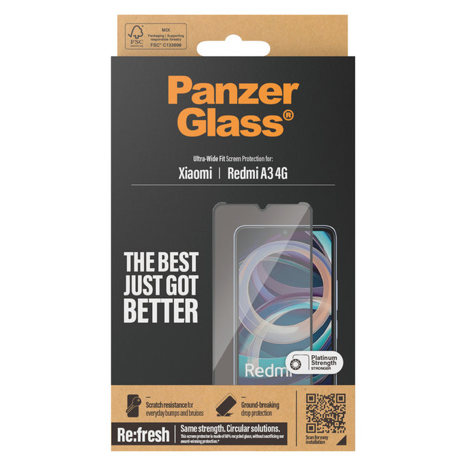Kaljeno staklo UWF AB za Xiaomi Redmi A3, Čierne, PanzerGlass