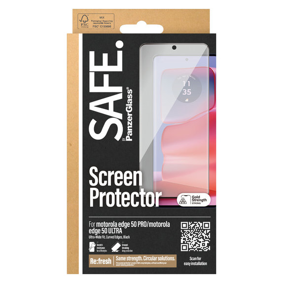 Kaljeno staklo UWF za Motorola Edge 50 Pro, Crna, SAFE by PanzerGlass