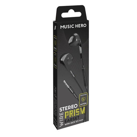 Music Hero - Slušalice PRISM, 3.5mm jack, crna