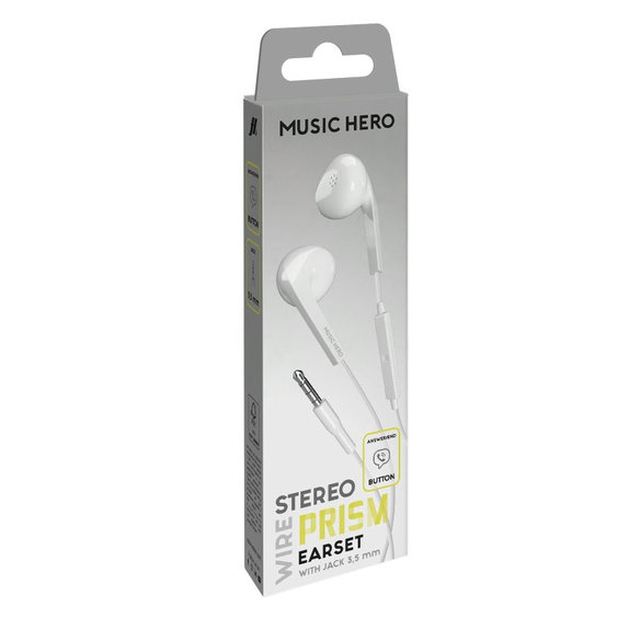 Music Hero - Slušalice PRISM, 3.5mm jack, bijela