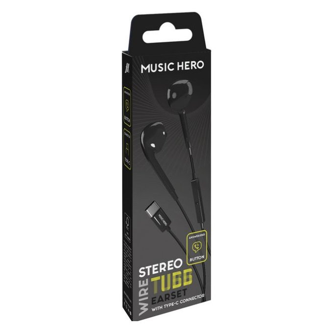 Music Hero - Slušalice TUBB, USB-C, crno