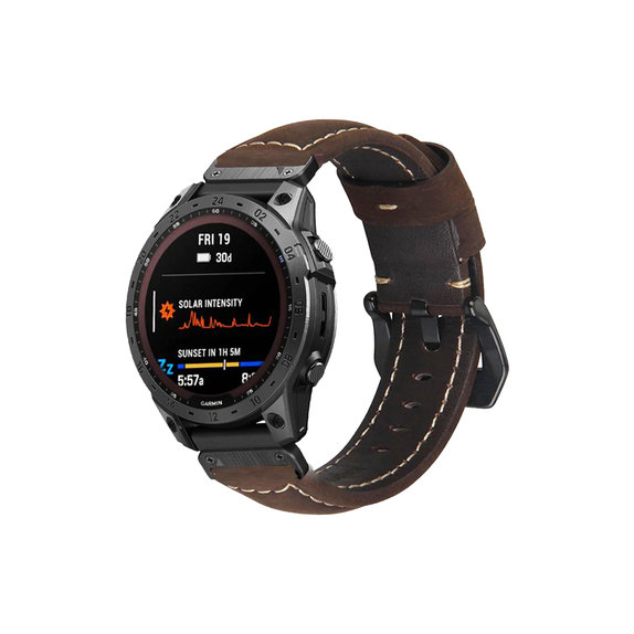 FixPremium - Kožni Remen za Garmin (QuickFit 22mm), smeđi