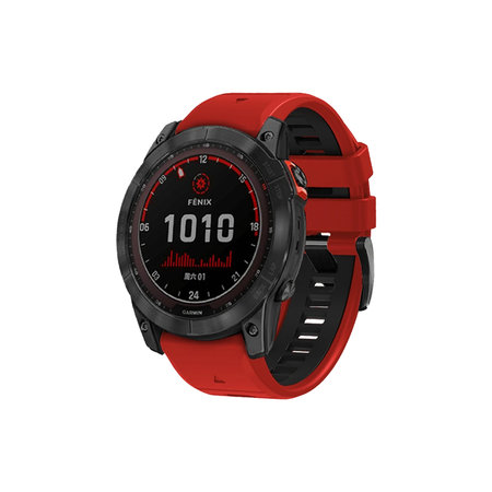 FixPremium - Dvobojni Silikonski Remen za Garmin (QuickFit 26mm), crveni