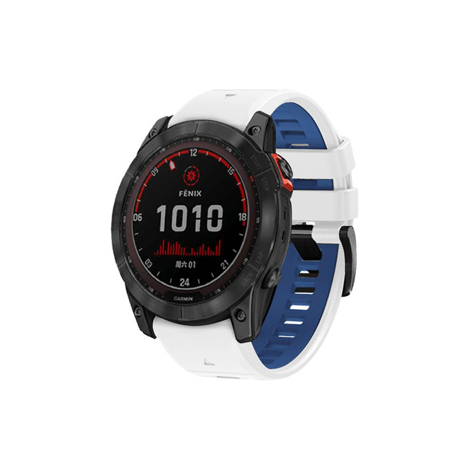 FixPremium - Dvobojni Silikonski Remen za Garmin (QuickFit 22mm), bijeli