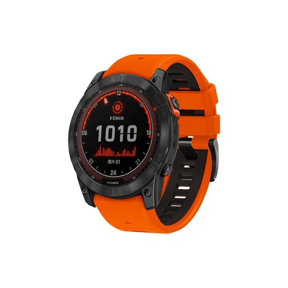 FixPremium - Dvobojni Silikonski Remen za Garmin (QuickFit 22mm), narančasti
