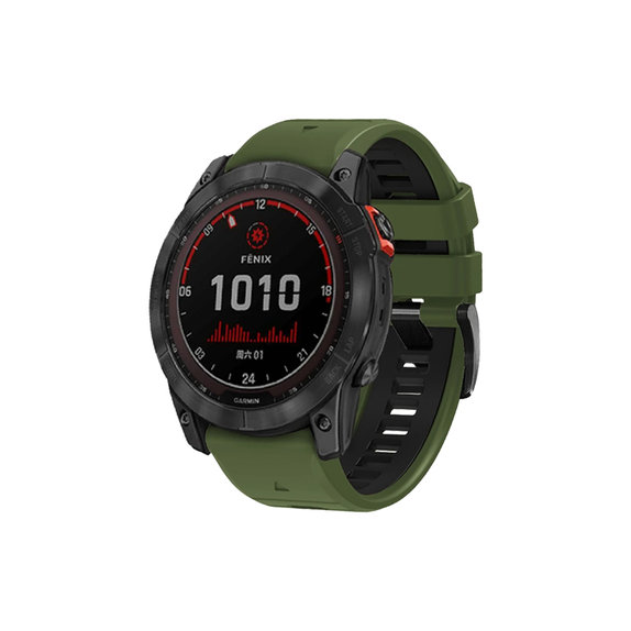 FixPremium - Dvobojni Silikonski Remen za Garmin (QuickFit 22mm), tamnozeleni