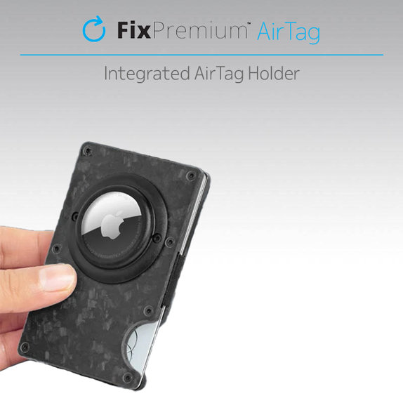 FixPremium - AirTag Carbon novčanik sa kopčom, crni