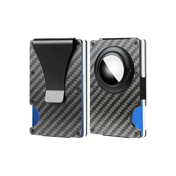 FixPremium - AirTag Carbon novčanik sa kopčom, crni