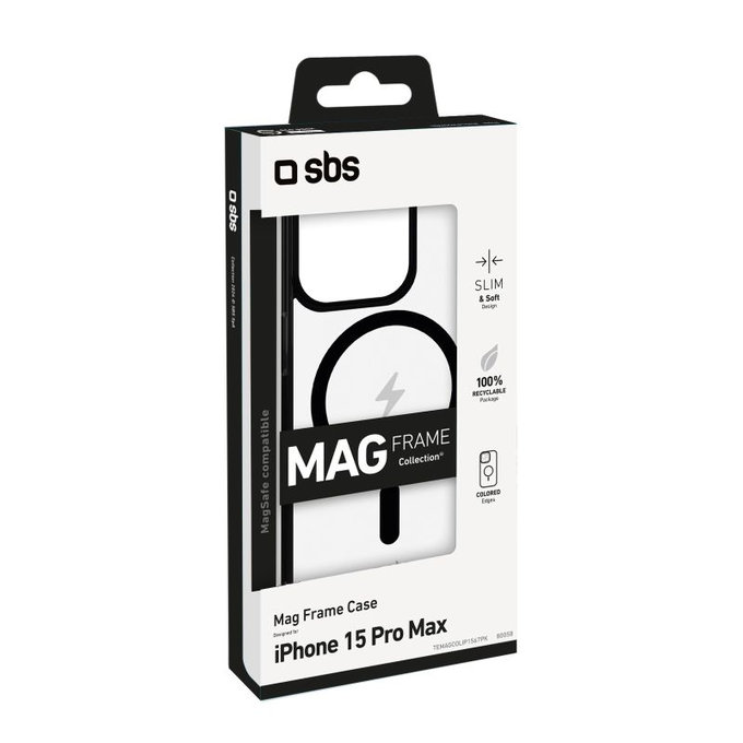 SBS - Mag Frame futrola kompatibilna s MagSafe za iPhone 15 Pro Max, crna