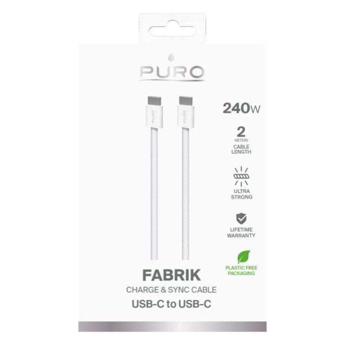 PURO - USB-C Kabel / USB-C, 240W, Fabrik FABK4, 2 m, bijela