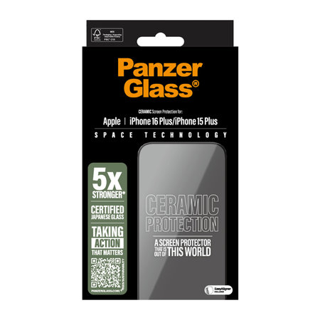 PanzerGlass - Kaljeno Staklo UWF Ceramic sa aplikatorom za iPhone 16 Plus, transparentan