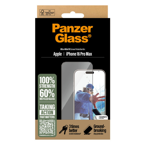 PanzerGlass - Kaljeno Staklo UWF sa aplikatorom za iPhone 16 Pro Max, transparentan