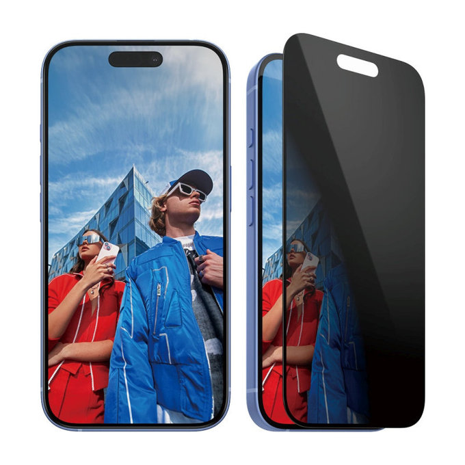 UWF Privacy kaljeno staklo s aplikatorom za iPhone 16/15, Crna, PanzerGlass
