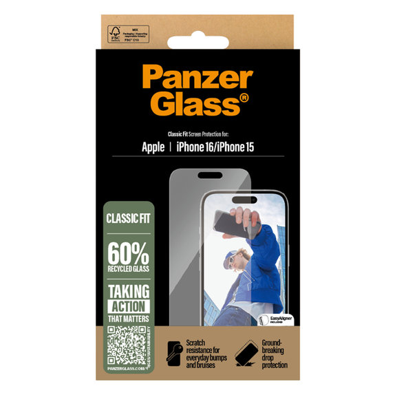 PanzerGlass - Kaljeno Staklo za iPhone 16, transparentan