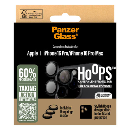PanzerGlass - Zaštitni poklopac za objektiv kamere Hoops za iPhone 16 Pro a 16 Pro Max, crno