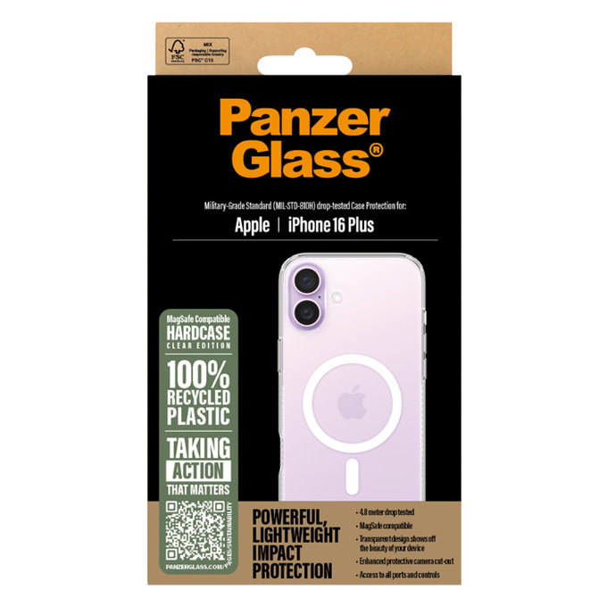 PanzerGlass - Maska HardCase sa MagSafe za iPhone 16 Plus, transparentan