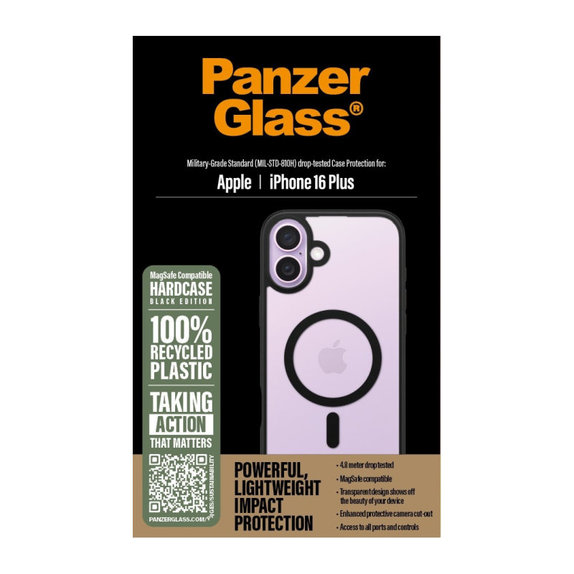 Maska HardCase s MagSafe za iPhone 16 Plus, crna, PanzerGlass