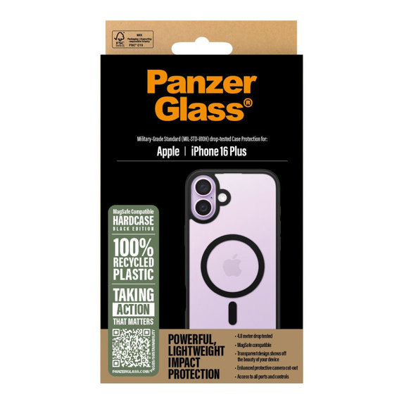 Maska HardCase s MagSafe za iPhone 16 Plus, crna, PanzerGlass