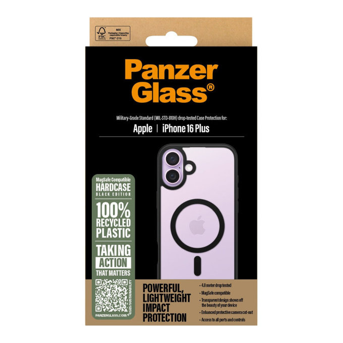Maska HardCase s MagSafe za iPhone 16 Plus, crna, PanzerGlass