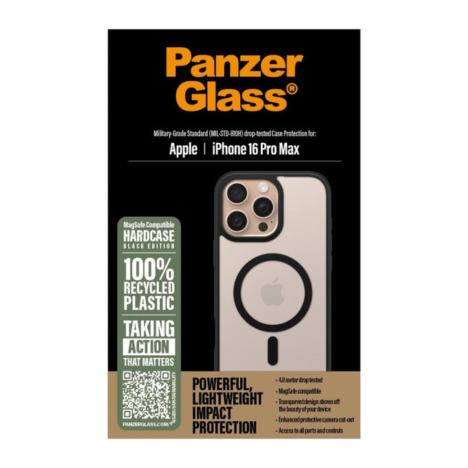 Maska HardCase s MagSafe za iPhone 16 Pro Max, crna, PanzerGlass