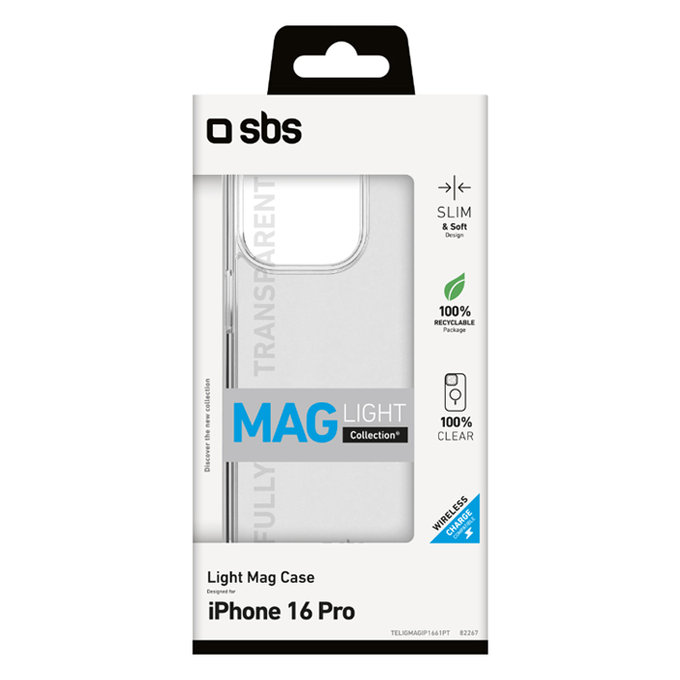 SBS - Maska Light Mag sa MagSafe za iPhone 16 Pro, transparentan