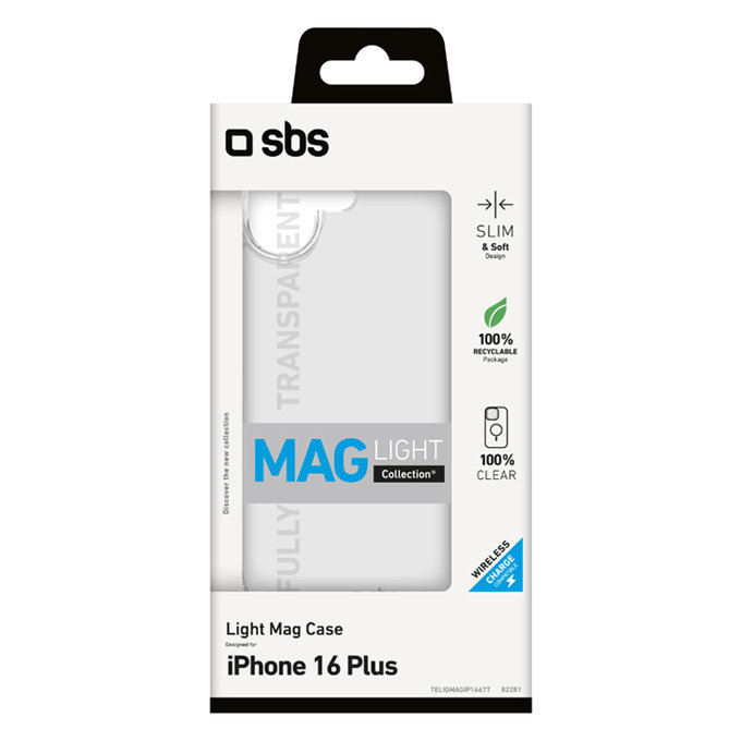 SBS - Maska Light Mag sa MagSafe za iPhone 16 Plus, transparentan