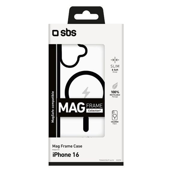 SBS - Maska Mag Frame sa MagSafe za iPhone 16, crno