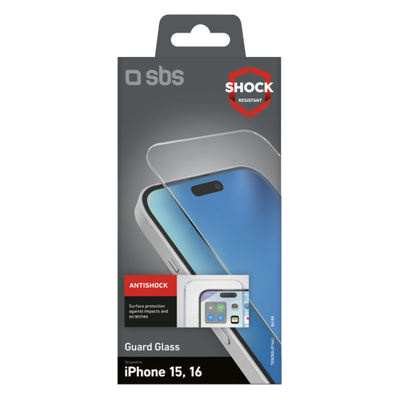 SBS - Kaljeno Staklo Guard Glass za iPhone 16, transparentan