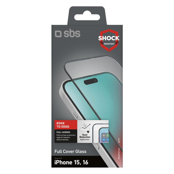 SBS - Kaljeno Staklo Full Cover za iPhone 16, crno