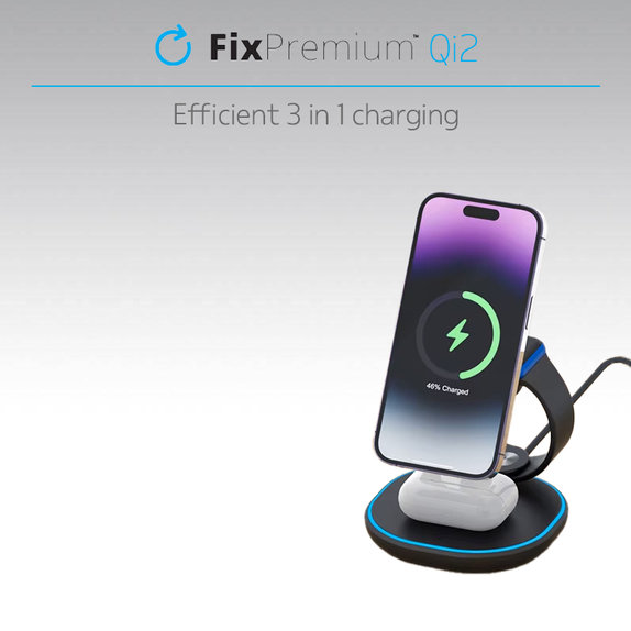 FixPremium - MagSafe Stalak za punjenje s Qi2, crna