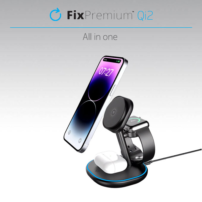 FixPremium - MagSafe Stalak za punjenje s Qi2, crna