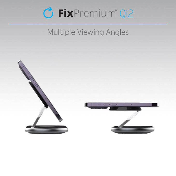 FixPremium - Stalak za punjenje s Qi2 za iPhone, Apple Watch i AirPods, crna