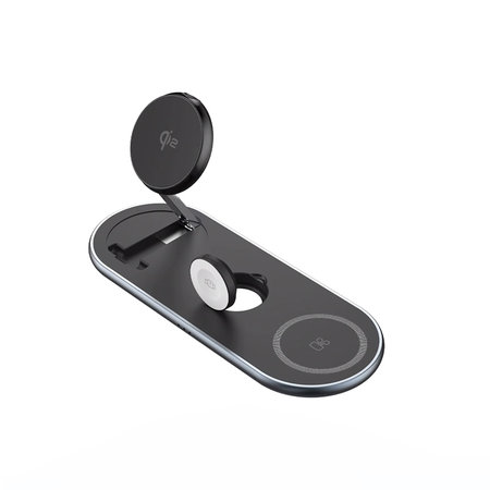FixPremium - Stalak za punjenje s Qi2 za iPhone, Apple Watch i AirPods, crna