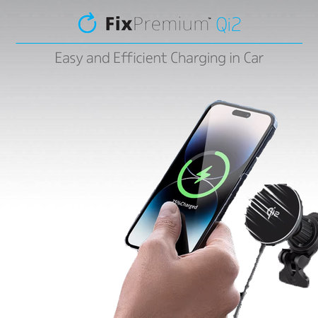 FixPremium - MagSafe Auto punjač s Qi2, crna