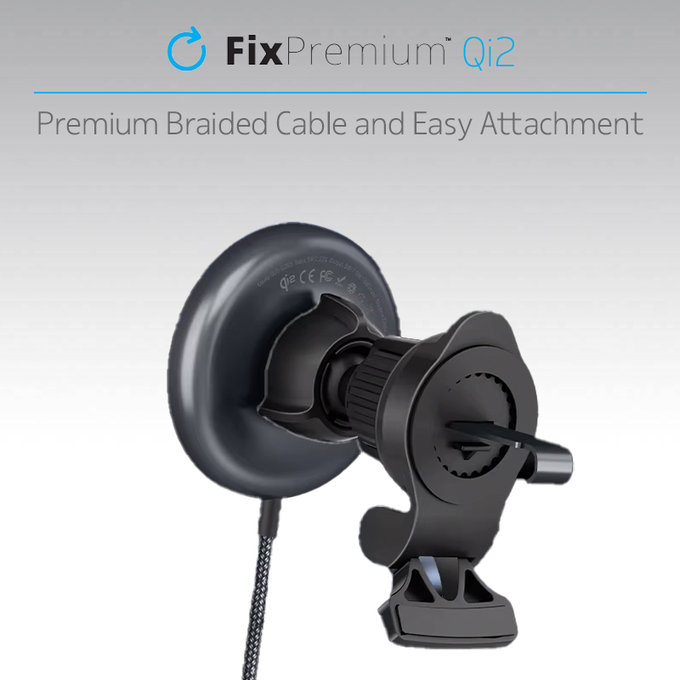 FixPremium - MagSafe Auto punjač s Qi2, crna