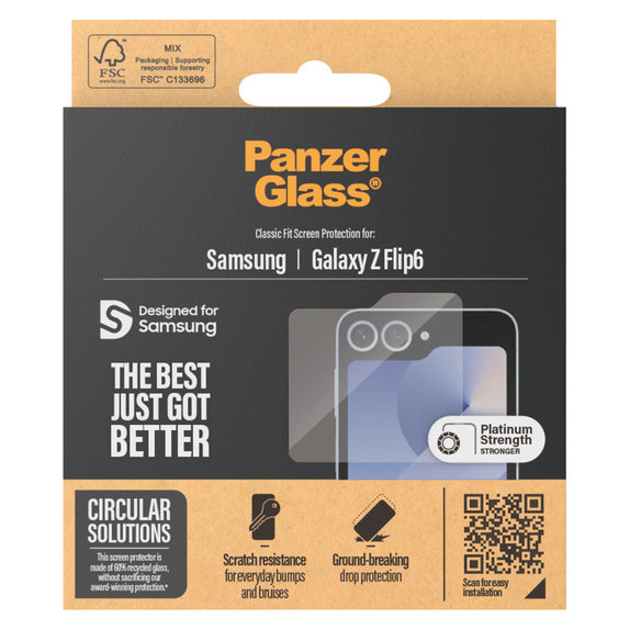 Kaljeno staklo Classic Fit za Samsung Galaxy Z Flip6, Prozirna, PanzerGlass