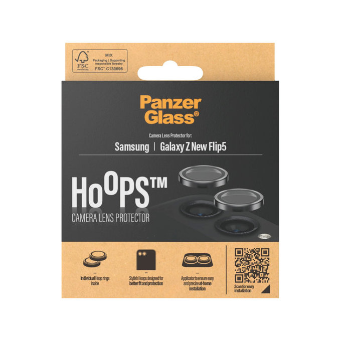 Zaštita objektiva kamere Hoops za Samsung Z Flip6, Crna, PanzerGlass